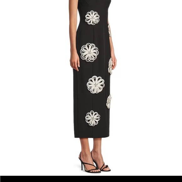 antonio melani black and white dress Black Sequin Bow Tie Prom Dresses with Slit Spaghetti Strap Evening Dr   vigocouture